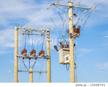 High voltage power divider and transformer on blue High voltage power divider and transformer on blue 15698791