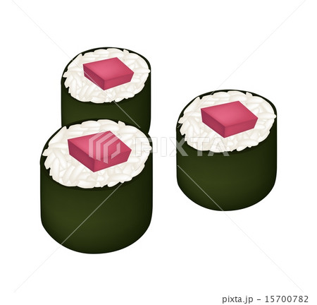 Tuna Sushi Roll or Tuna Norimaki Isolated on White 15700782