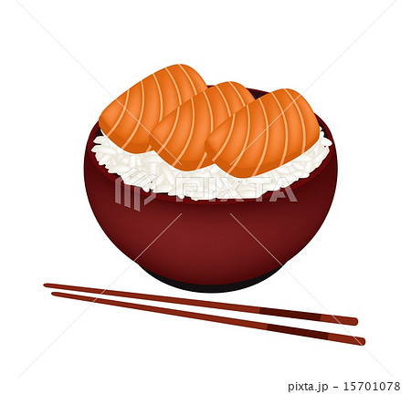 Bowl of Boiled Rice Topping with Salmon Bowl of Boiled Rice Topping with Salmon 15701078