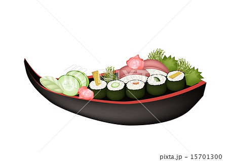 Sushi Roll or Maki Sushi on Wooden Stand Sushi Roll or Maki Sushi on Wooden Stand 15701300