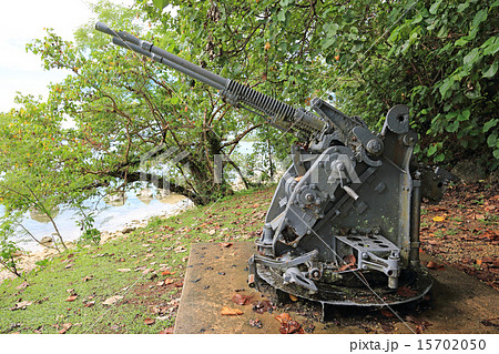 グアムの戦争遺跡 旧日本軍の高射砲の写真素材