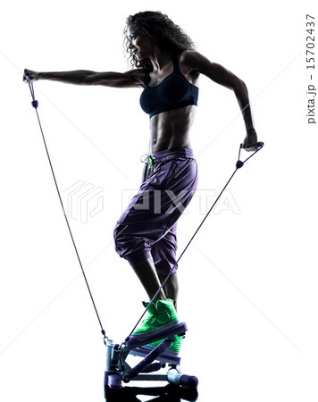woman Stepper fitness exercises silhouette woman Stepper fitness exercises silhouette 15702437