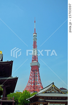 芝増上寺:増上寺境内からの東京タワー 芝増上寺:増上寺境内からの東京タワー 15703097
