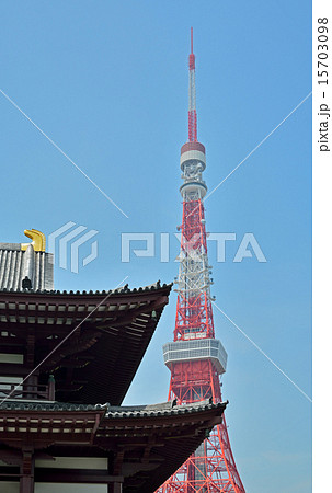 芝増上寺：大殿と東京タワー 15703098