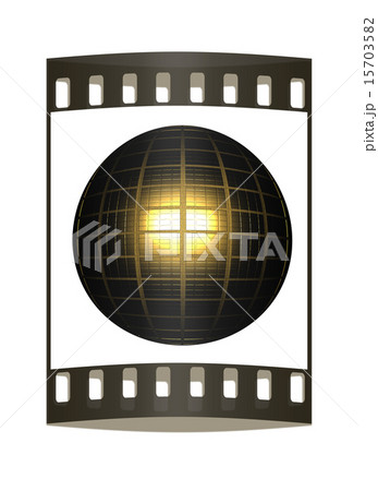 Black Gold Ball 3d render. The film strip 15703582
