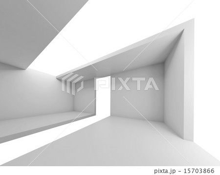 Empty futuristic interior, white background, 3d 15703866