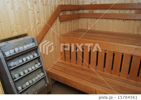 interior of a wooden sauna interior of a wooden sauna 15704561