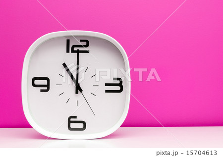 white clock pink background 15704613