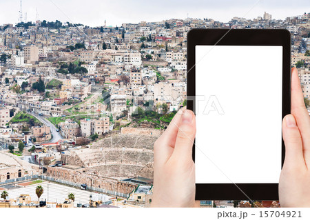 tourist photographs skyline of Amman city, Jordan tourist photographs skyline of Amman city, Jordan 15704921
