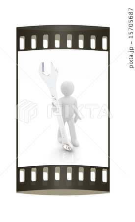 3d man - wrench in hands. The film strip 15705687