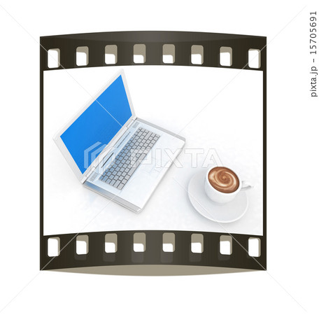 3d cup and a laptop 3d cup and a laptop 15705691