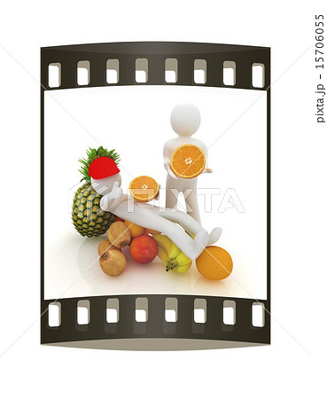 3d man with citrus. The film strip 3d man with citrus. The film strip 15706055