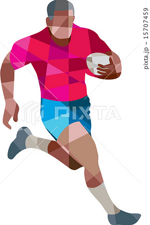 Rugby Player Running Side Low Polygon 15707459