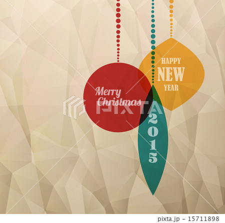 Retro Christmas card with christmas decorations 15711898