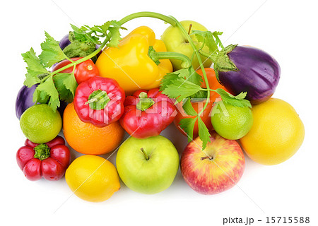 vegetables and fruits isolated on white background 15715588