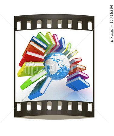 Colorful books and earth . The film strip Colorful books and earth . The film strip 15716294