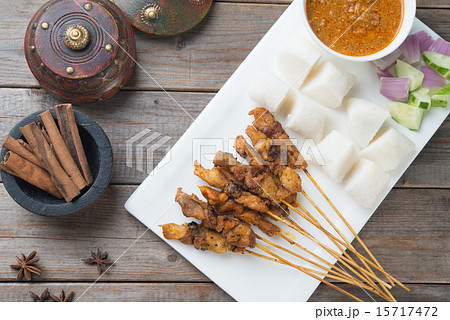 chicken satay shot from top down 15717472
