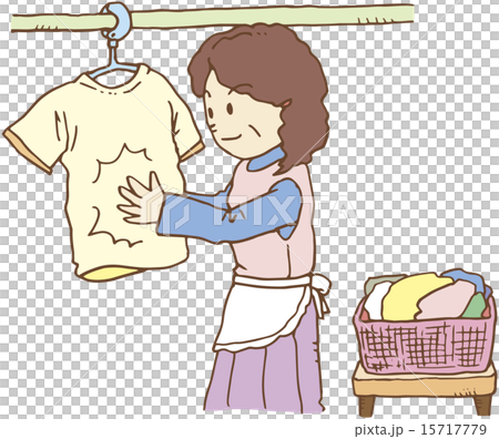 Housewife drying laundry Housewife drying laundry 15717779