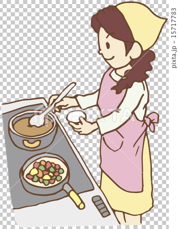 一位家庭主婦試圖品嚐到烹飪 15717783