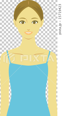 Beauty frontal upper half body white teeth 15719423