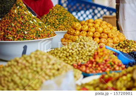 Pickled olives on a traditional Moroccan market 15720901