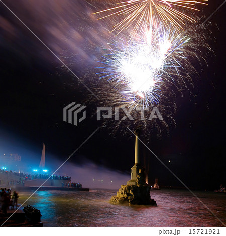 Salute, fireworks above the bay. Sevastopol. Salute, fireworks above the bay. Sevastopol. 15721921