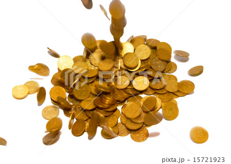 Rain of gold coins isolated on white. Rain of gold coins isolated on white. 15721923