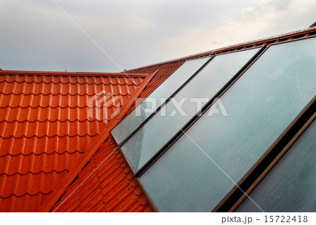 Solar panel (geliosystem) on the house roof. 15722418
