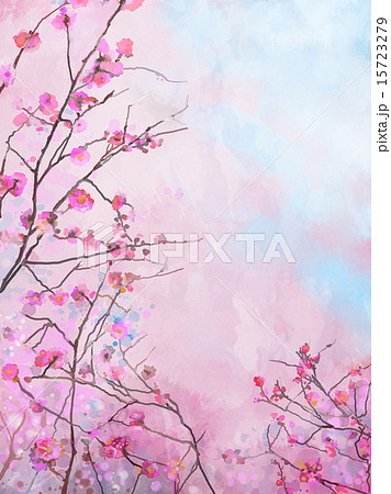 Painting pink Japanese cherry - sakura floral 15723279