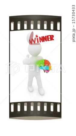 3d man with half head, brain - Winner. film strip 15730433