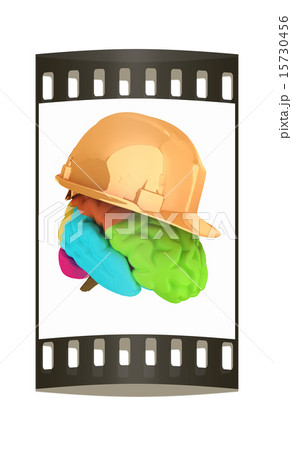 hard hat on brain. The film strip hard hat on brain. The film strip 15730456