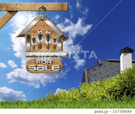 House For Sale Sign with Family and Chain 15730699