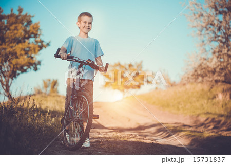 happy funny kid on bicycle. Active Leisure happy funny kid on bicycle. Active Leisure 15731837