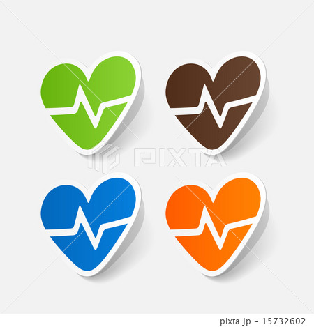 paper sticker: Heartbeat sign. heart with pulse 15732602