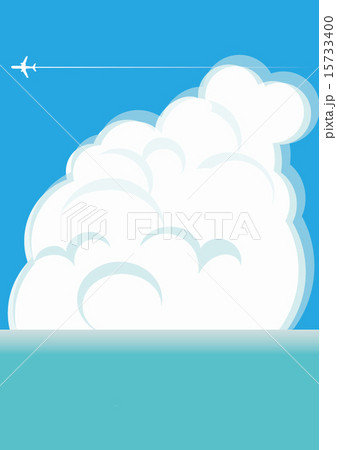 夏の海辺の空と雲のイラスト素材