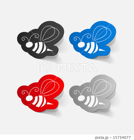 Realistic paper sticker: Bee 15734077