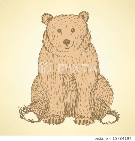Sketch cute bearl in vintage style 15734194