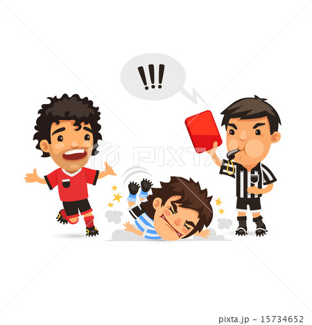 Soccer player who making tackle foul and Referee showing him red 15734652