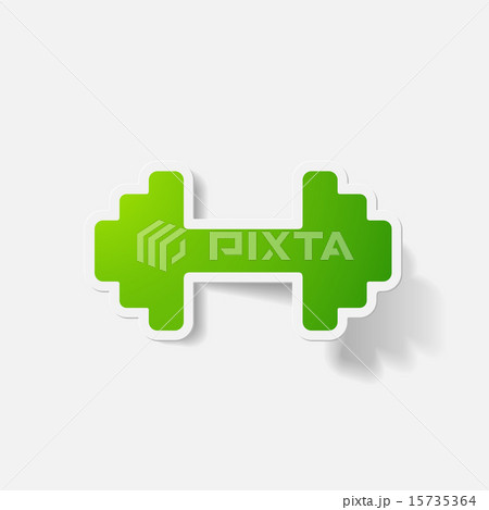 Paper clipped sticker: dumbbell Paper clipped sticker: dumbbell 15735364