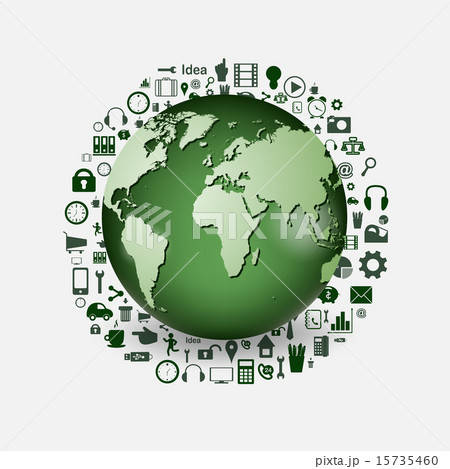 planet earth and realistic map a set of different icons planet earth and realistic map a set of different icons 15735460