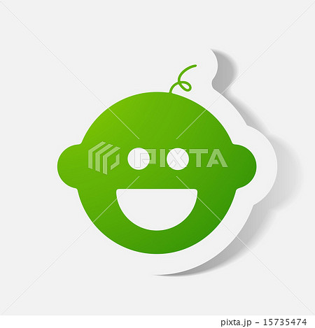 Paper clipped sticker: baby face, boy Paper clipped sticker: baby face, boy 15735474