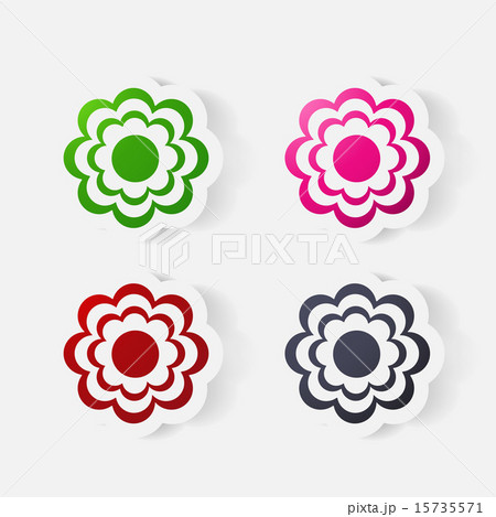 Realistic paper sticker: flowers. camomile 15735571