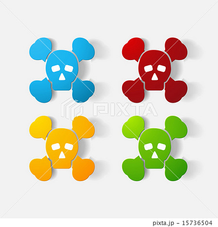 Paper clipped sticker: symbol poison skull and crossbones Paper clipped sticker: symbol poison skull and crossbones 15736504