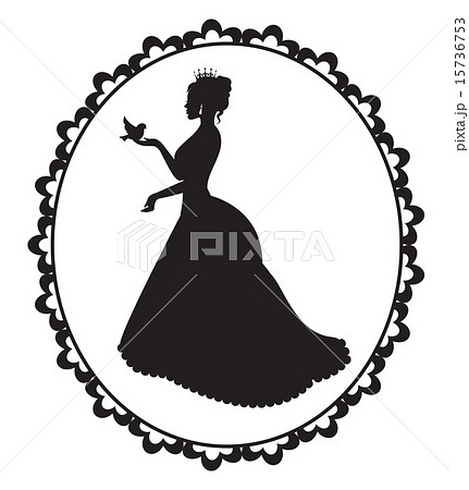 princess silhouette with a small bird in a vintage 15736753