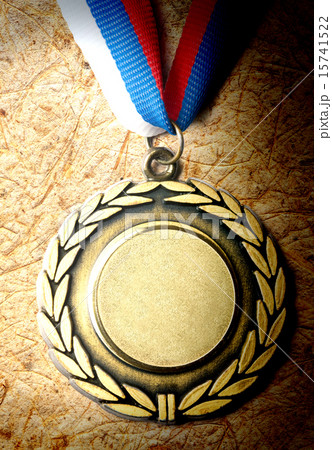 Metal medal with tricolor ribbon Metal medal with tricolor ribbon 15741522