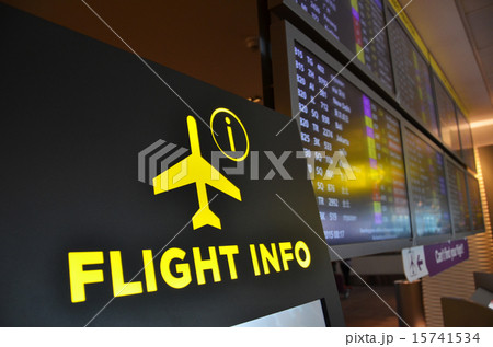 Flight information board in Changi airport  15741534