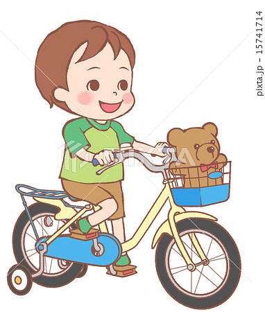 自転車と男の子のイラスト素材