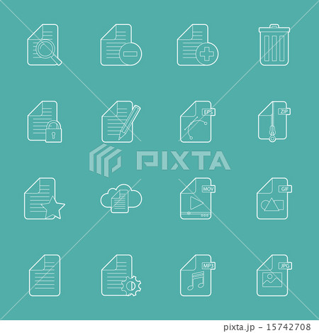 Files thin lines icons set Files thin lines icons set 15742708