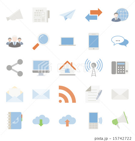 Comunication and web color flat icons set 15742722