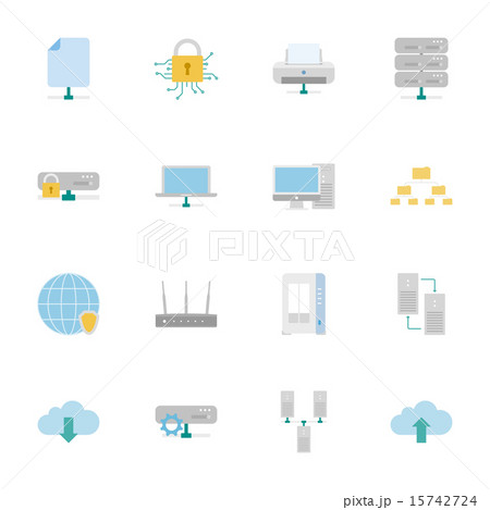 Computer Systems and Networks color flat icons set 15742724